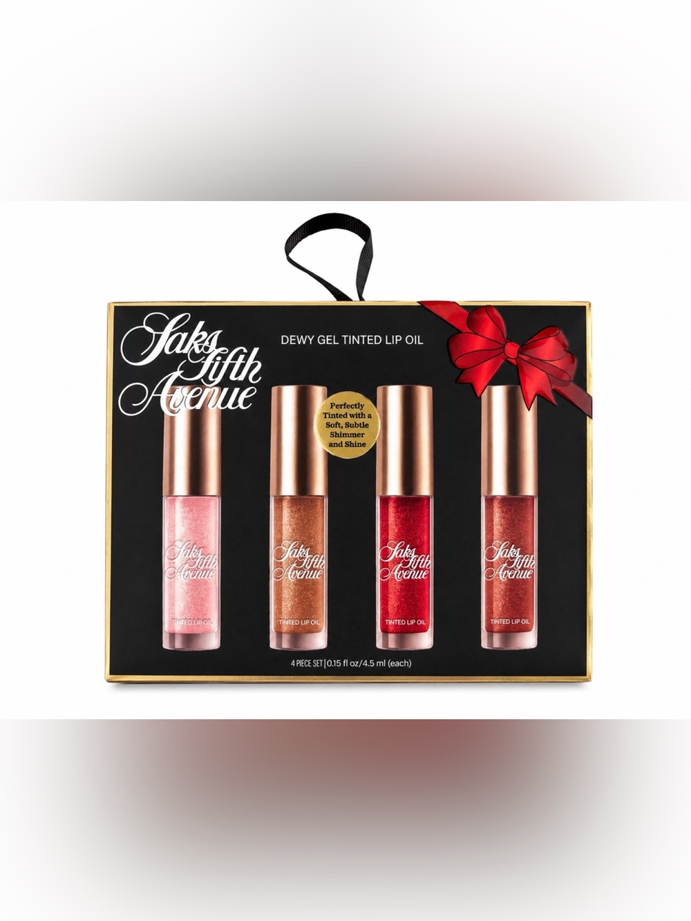 Saks Fifth Avenue Dewy Gel Tinted Lip Oil Set — Pink, Bronze, Red, Copper